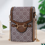 Floral Print Wallet Style Sling Bag with Shoulder Strap (135cm) - Brown - Dark Wine