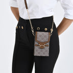 Floral Print Wallet Style Sling Bag with Shoulder Strap (135cm) - Brown - Dark Wine