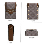 Floral Print Wallet Style Sling Bag with Shoulder Strap (135cm) - Brown - Dark Wine