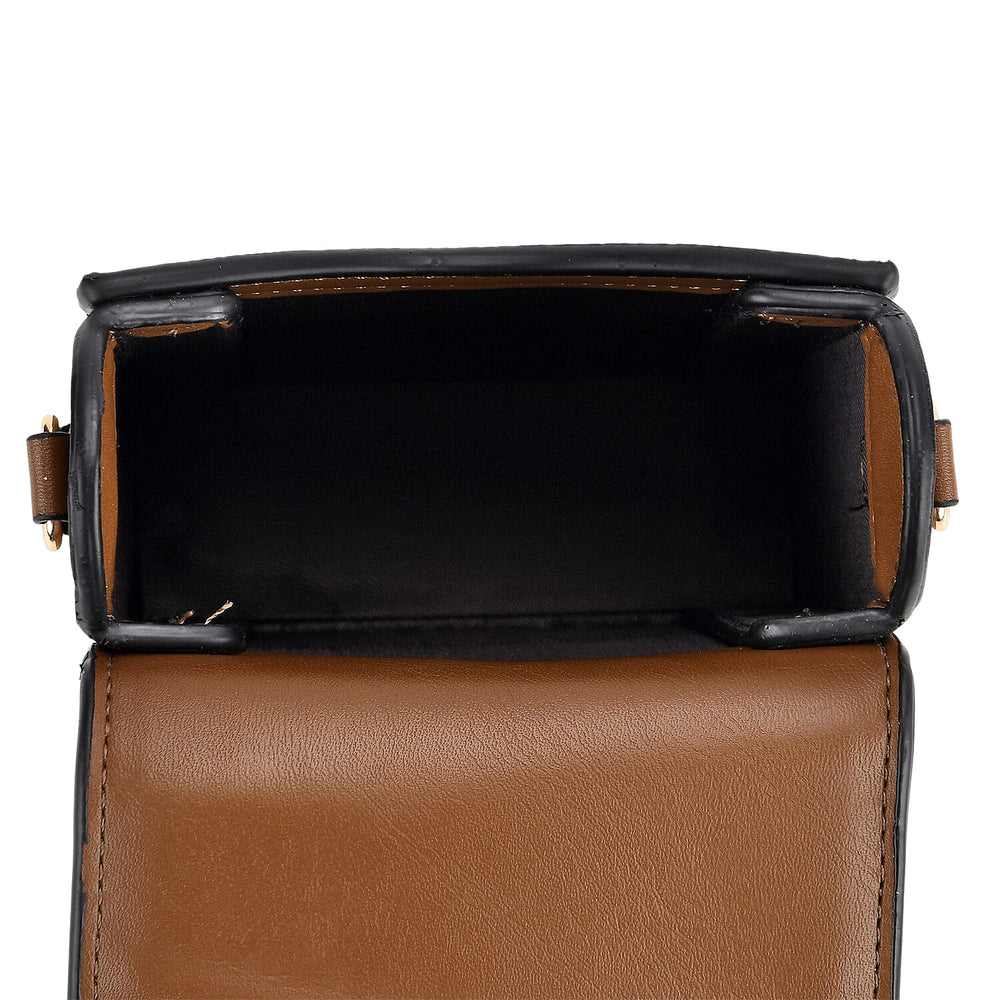 Floral Print Wallet Style Sling Bag with Shoulder Strap (135cm) - Brown - Dark Wine