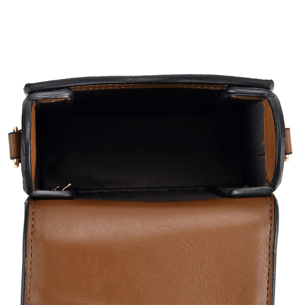 Floral Print Wallet Style Sling Bag with Shoulder Strap (135cm) - Brown - Dark Wine