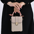 Trendy Messenger Bag with Lattice Pattern, Scarf Accent & Adjustable Strap - Khaki