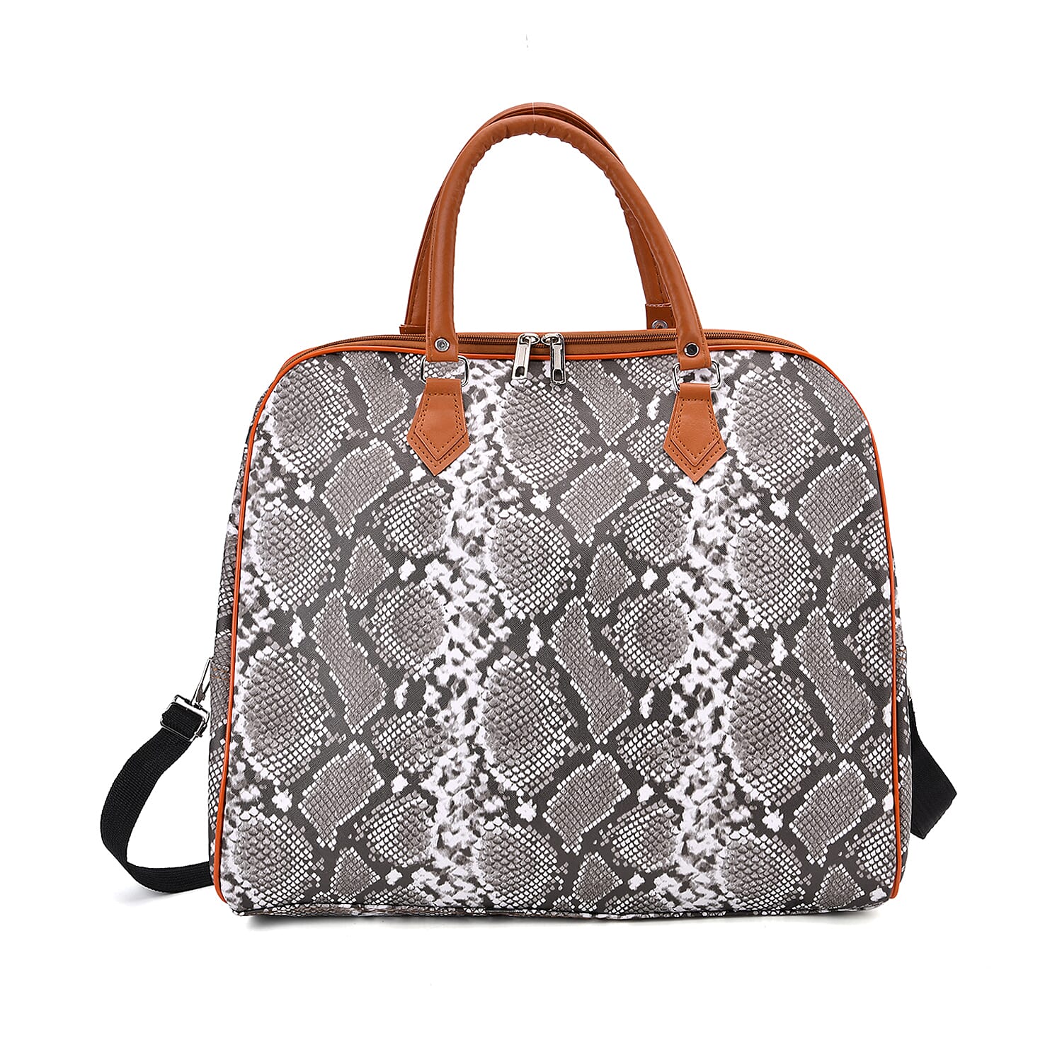 Snake Pattern Tote Bag with Handle Drop & Detachable Shoulder Strap - Grey