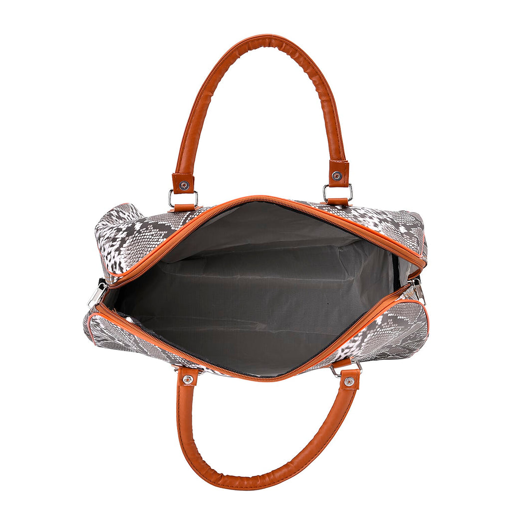Snake Pattern Tote Bag with Handle Drop & Detachable Shoulder Strap - Grey