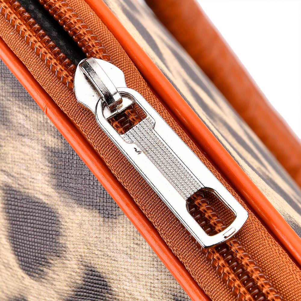 Leopard Pattern Tote Bag with Handle Drop & Detachable Shoulder Strap - Two Tone
