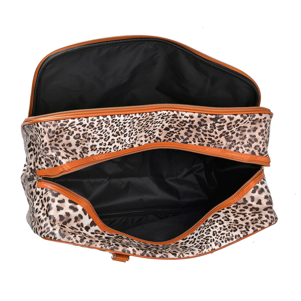 PU Leopard Travel Bag (Size 55x33x21 cm) - Brown & Brown