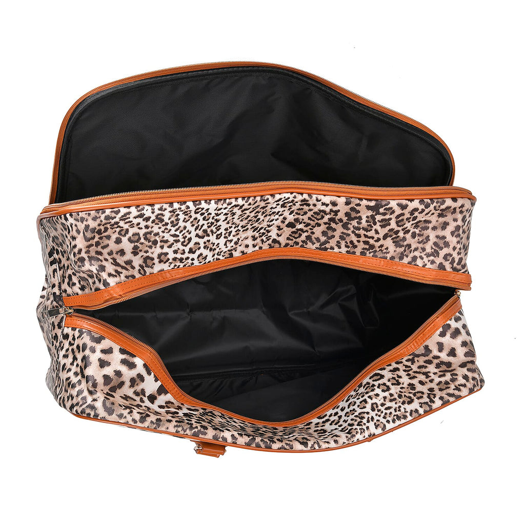 PU Leopard Travel Bag (Size 55x33x21 cm) - Brown & Brown