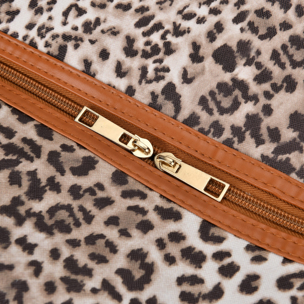 PU Leopard Travel Bag (Size 55x33x21 cm) - Brown & Brown