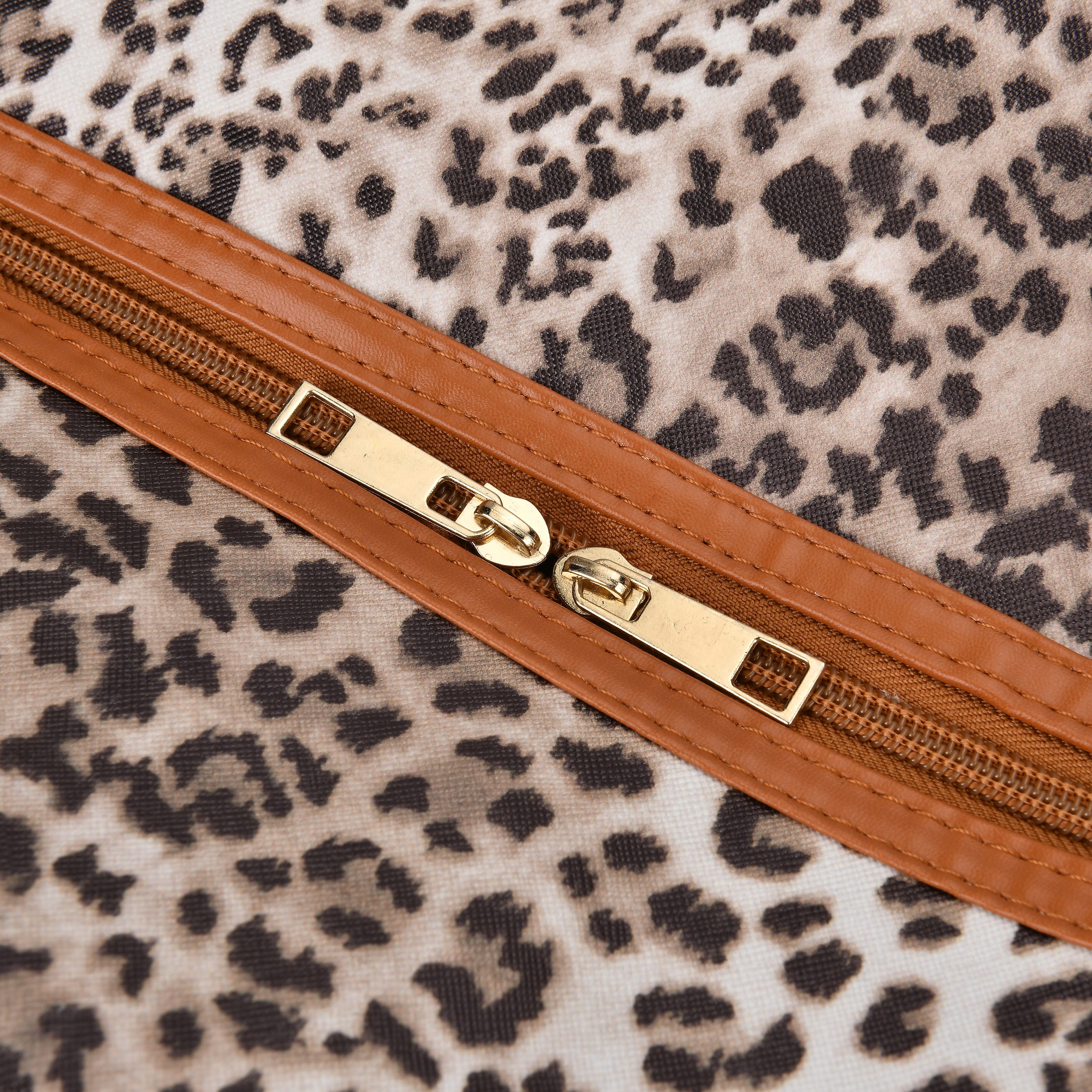PU Leopard Travel Bag (Size 55x33x21 cm) - Brown & Brown