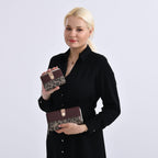 SET OF 2 - Leopard Print Clutch - Short Wallet - Brown