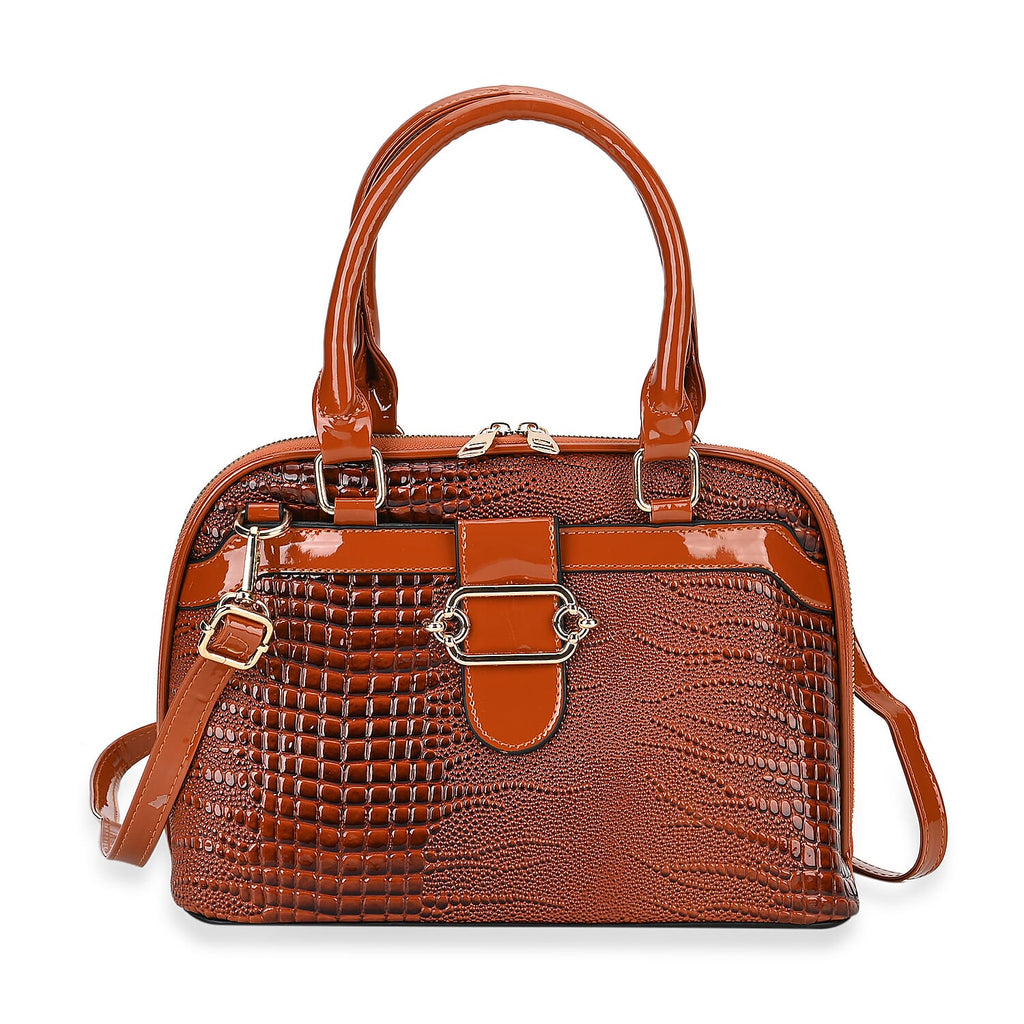 Hong Kong CloseOut-Stylish Lizard Embossed Crossbody Bag (Size 29x13x21 cm) - Brown