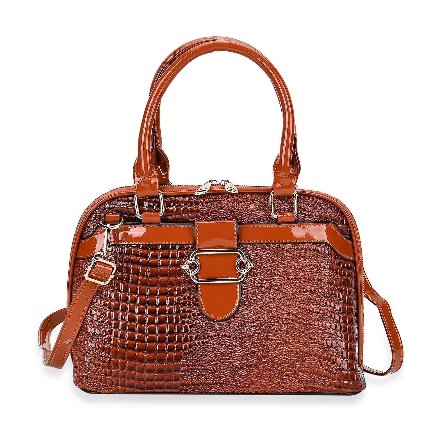 Hong Kong CloseOut-Stylish Lizard Embossed Crossbody Bag (Size 29x13x21 cm) - Brown
