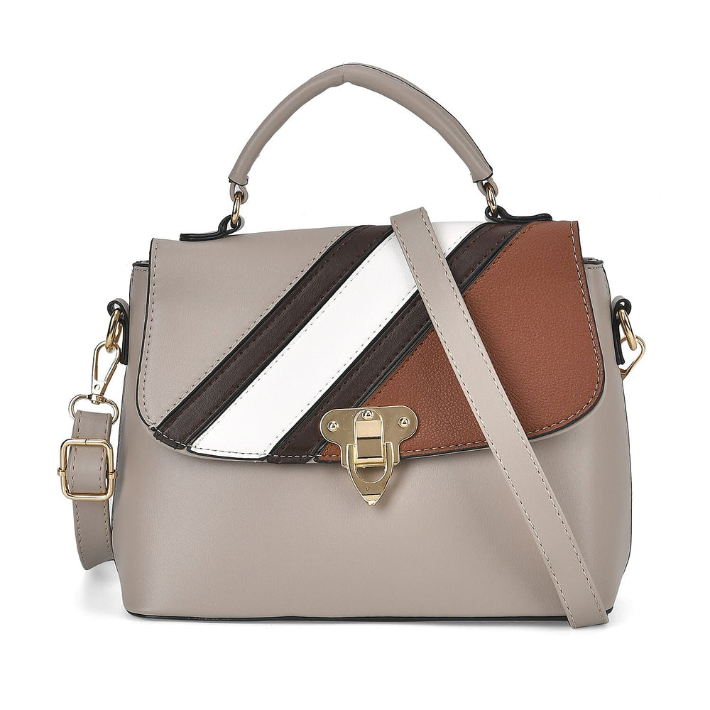 Elegant Patchwork Crossbody Bag - Beige