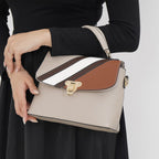 Elegant Patchwork Crossbody Bag - Beige
