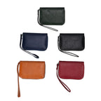 Set of 5 Solid Color Card Holders with Wrist Strap - Black, Brown, Red, Navy & Green