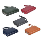 Set of 5 Solid Color Card Holders with Wrist Strap - Black, Brown, Red, Navy & Green