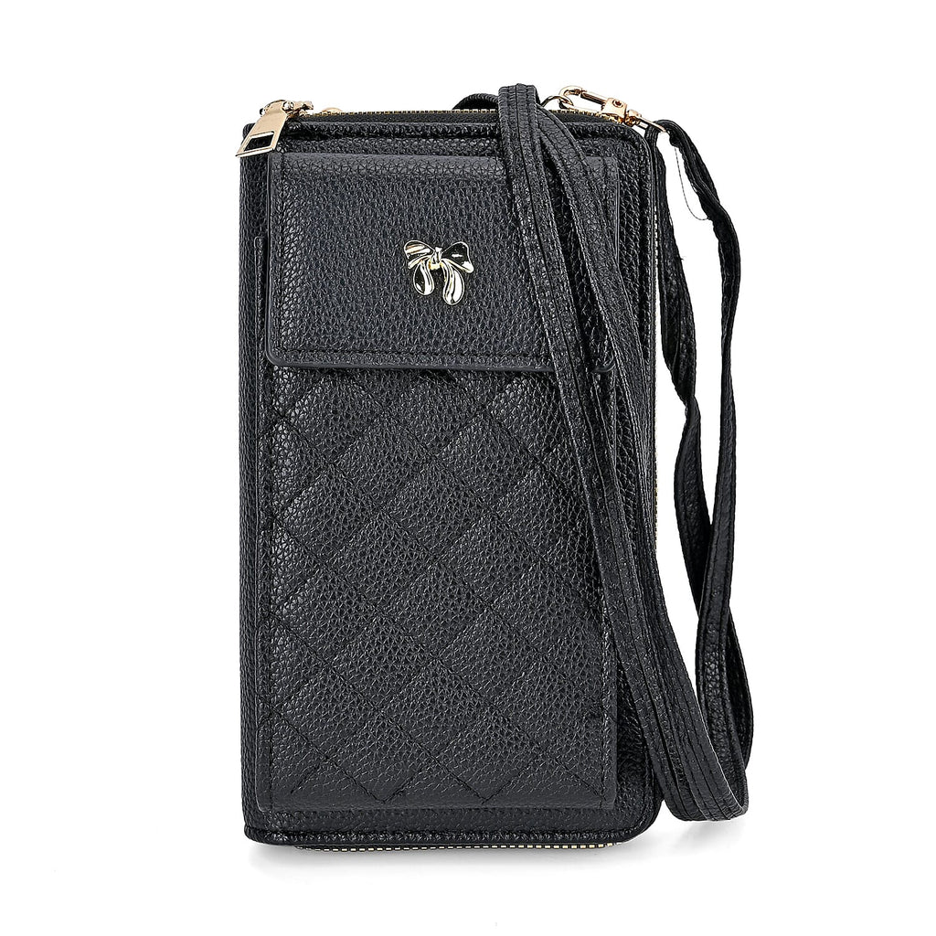 Leatherette Crossbody Mobile Phone Bag - Black