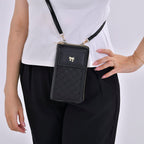 Leatherette Crossbody Mobile Phone Bag - Black
