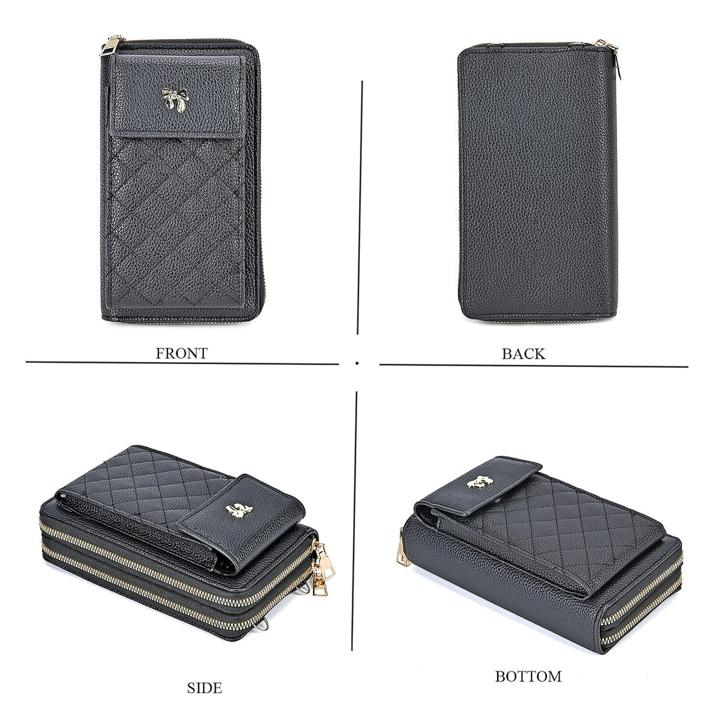 Leatherette Crossbody Mobile Phone Bag - Black