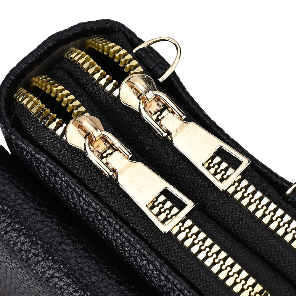 Leatherette Crossbody Mobile Phone Bag - Black