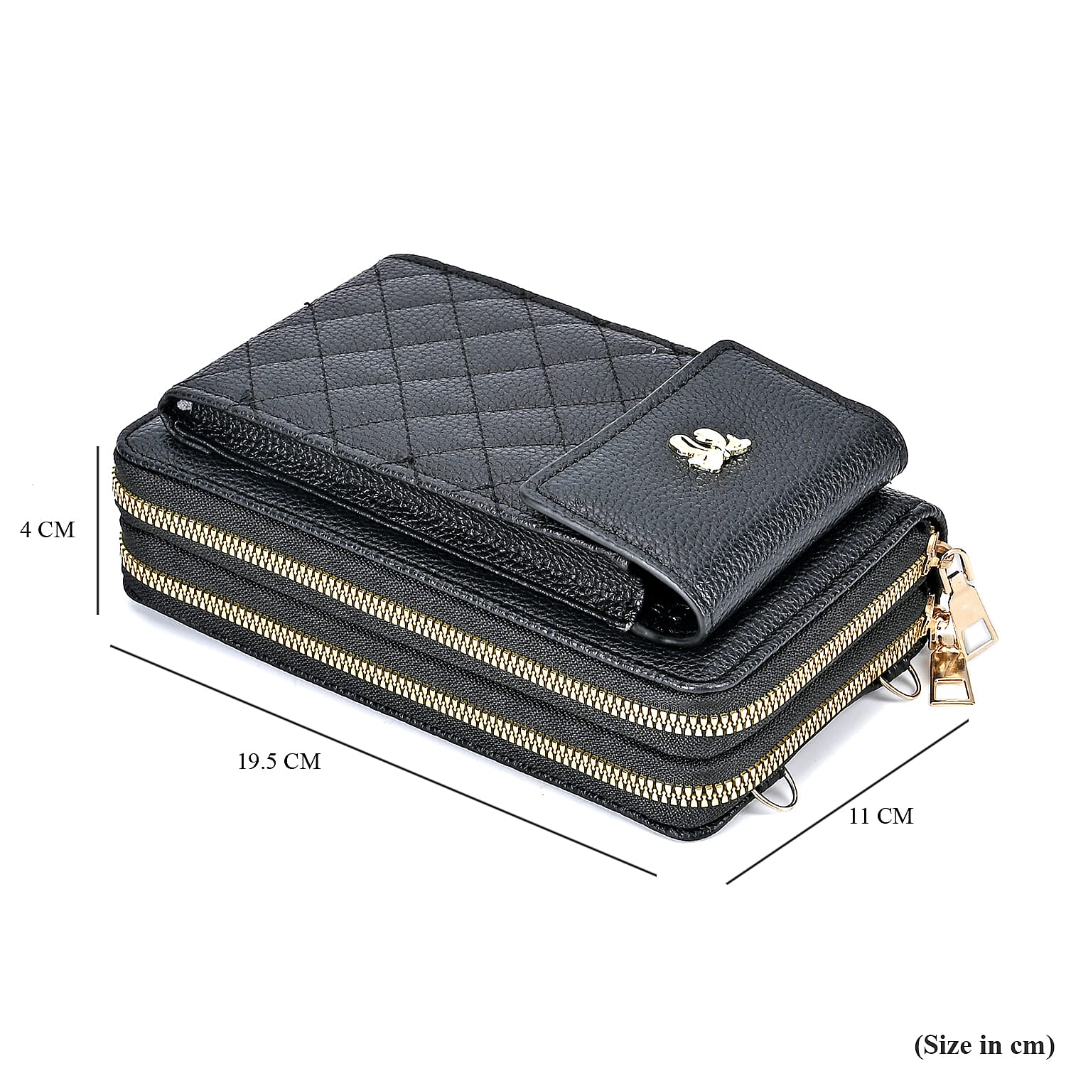 Leatherette Crossbody Mobile Phone Bag - Black