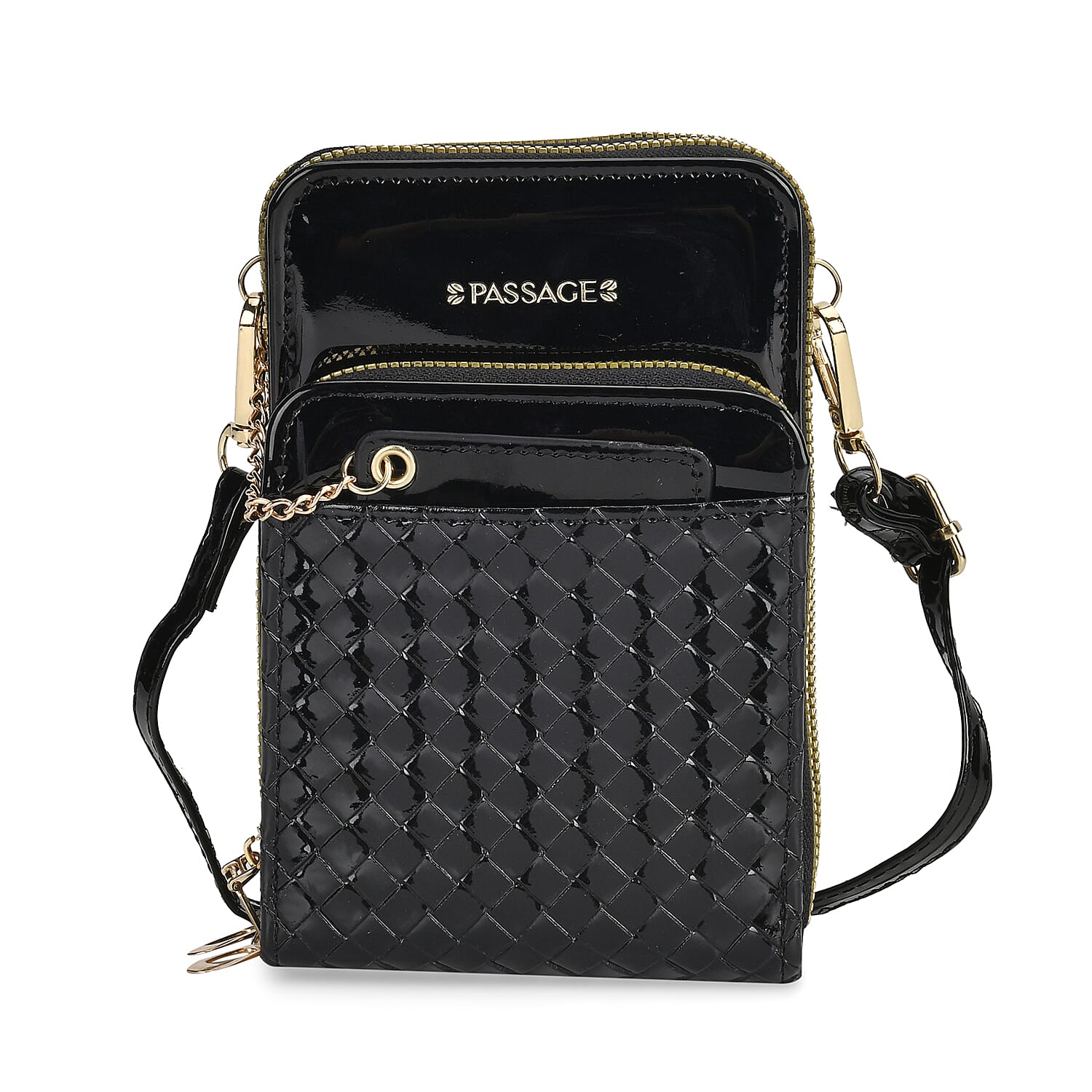 Crossbody Cell Phone Wallet Bag (Size 11x6x17 cm) - Black