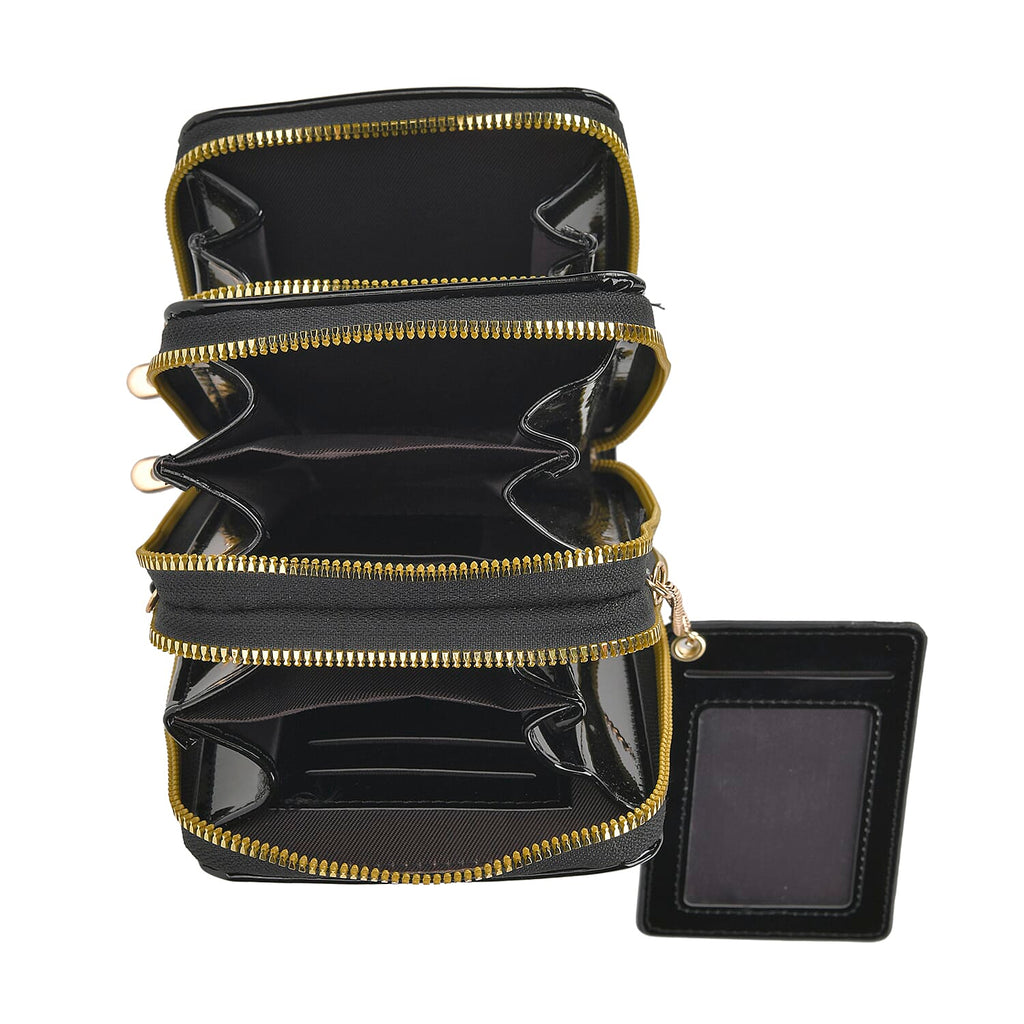Crossbody Cell Phone Wallet Bag (Size 11x6x17 cm) - Black