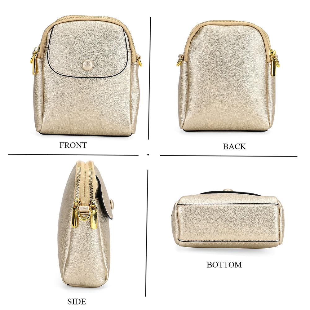 Leatherette Crossbody Bag with Detachable Shoulder Strap - Gold