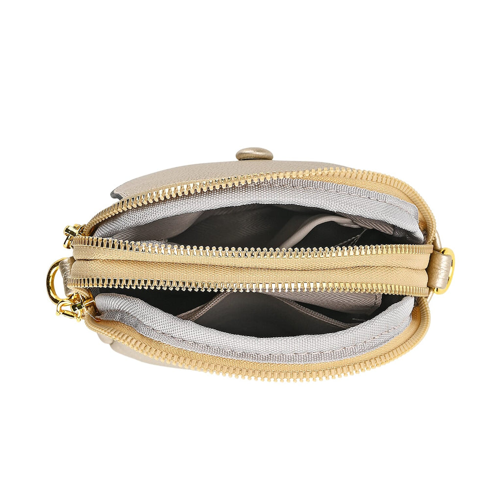 Leatherette Crossbody Bag with Detachable Shoulder Strap - Gold