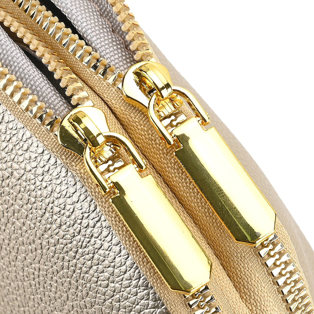 Leatherette Crossbody Bag with Detachable Shoulder Strap - Gold