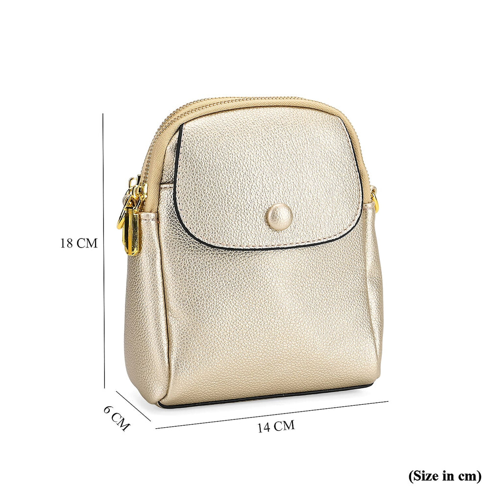 Leatherette Crossbody Bag with Detachable Shoulder Strap - Gold