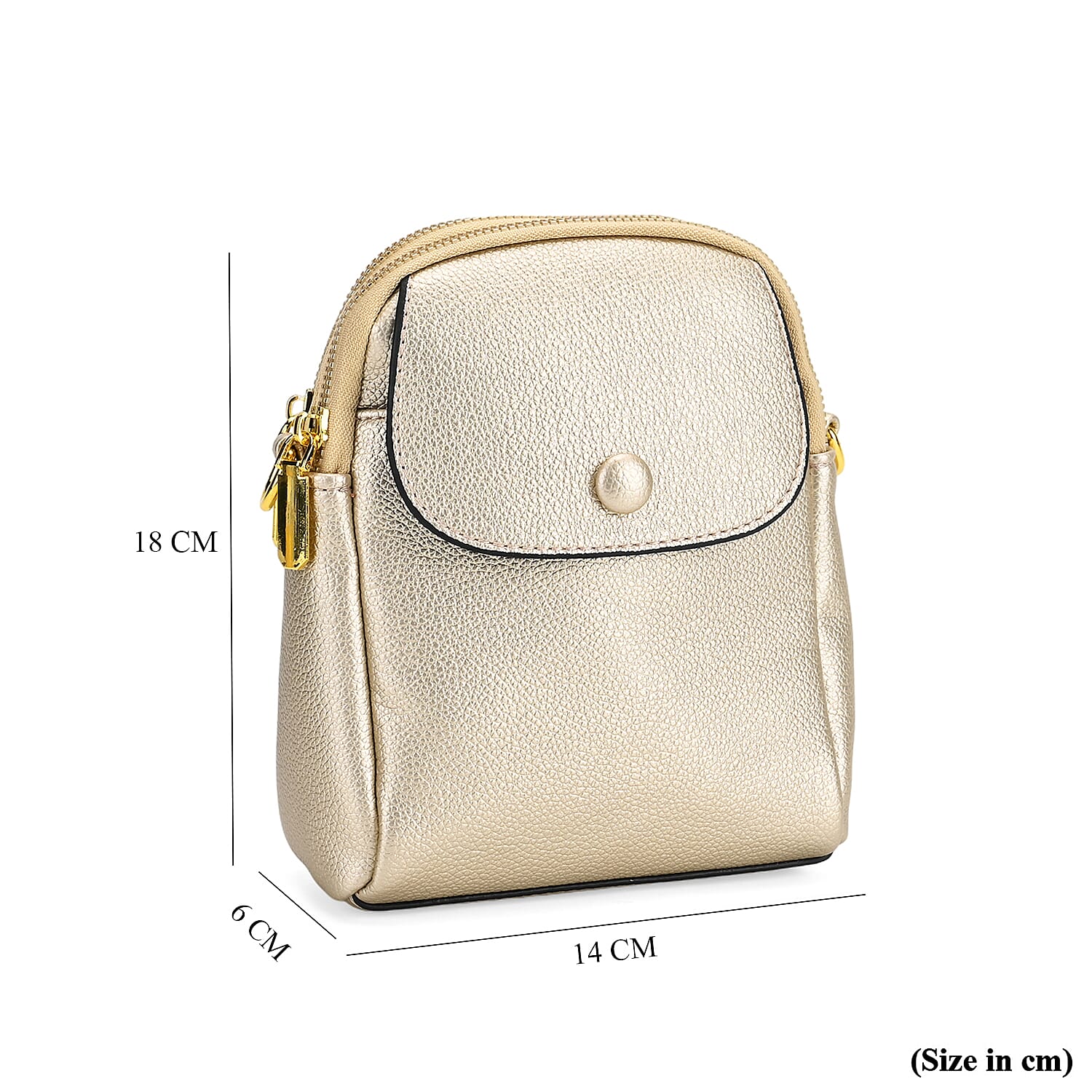 Leatherette Crossbody Bag with Detachable Shoulder Strap - Gold