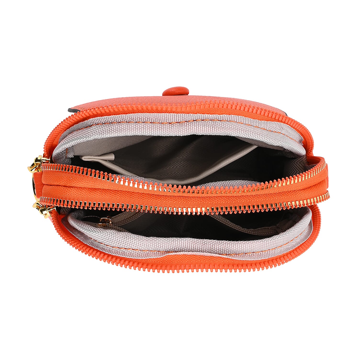 Leatherette Crossbody Bag with Detachable Shoulder Strap - Orange