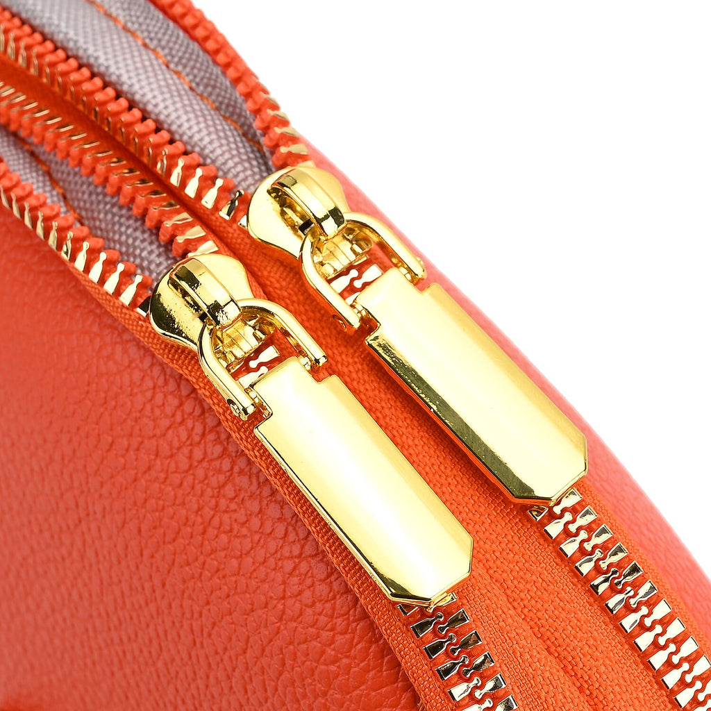 Leatherette Crossbody Bag with Detachable Shoulder Strap - Orange