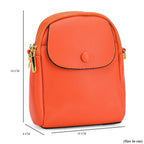 Leatherette Crossbody Bag with Detachable Shoulder Strap - Orange