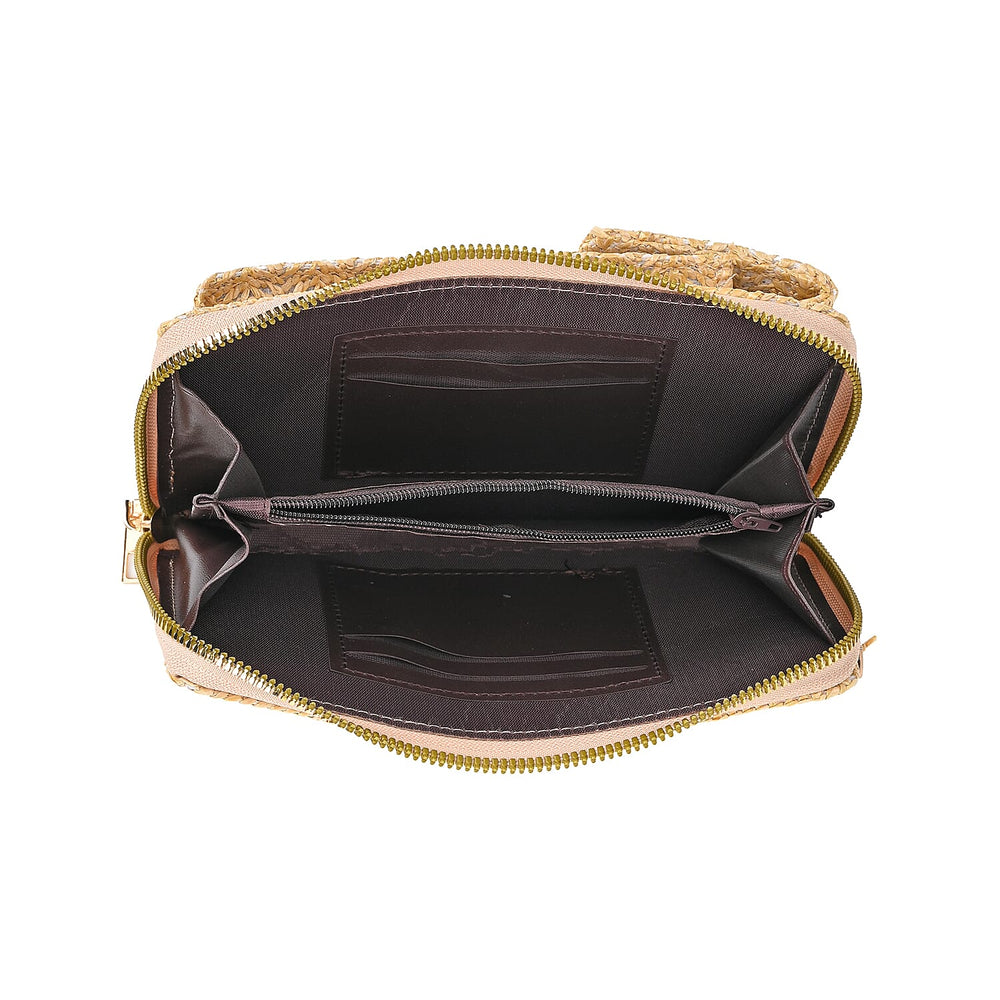 Leatherette Crossbody Cellphone Bag with Long Strap - Beige