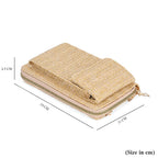 Leatherette Crossbody Cellphone Bag with Long Strap - Beige