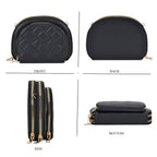 Leatherette Quilted Crossbody Bag with Log Strap - Black