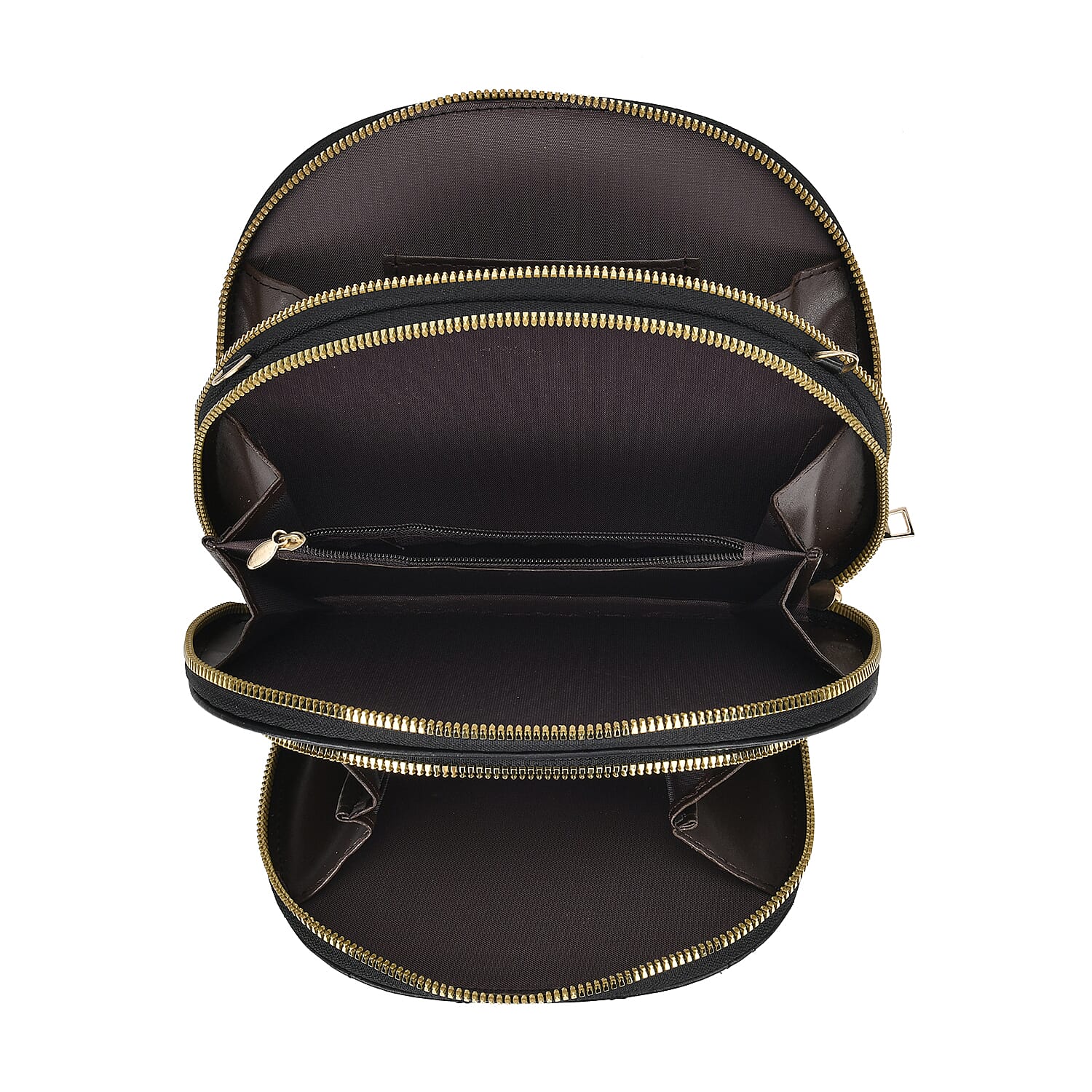 Leatherette Quilted Crossbody Bag with Log Strap - Black