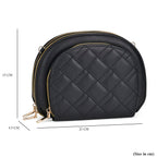 Leatherette Quilted Crossbody Bag with Log Strap - Black