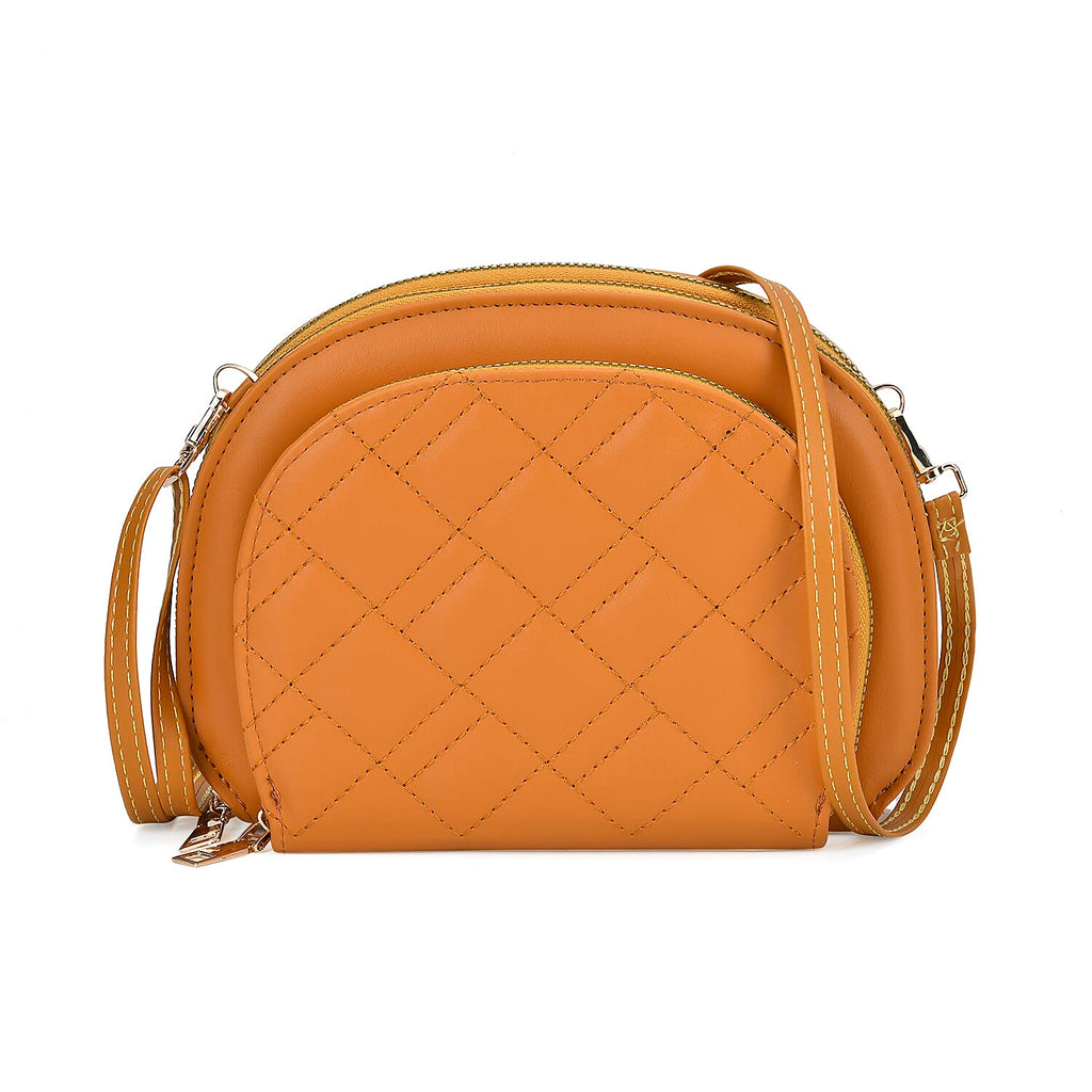 PU Patterned Crossbody Bag (Size 21x4x15 cm) - Brown & Black