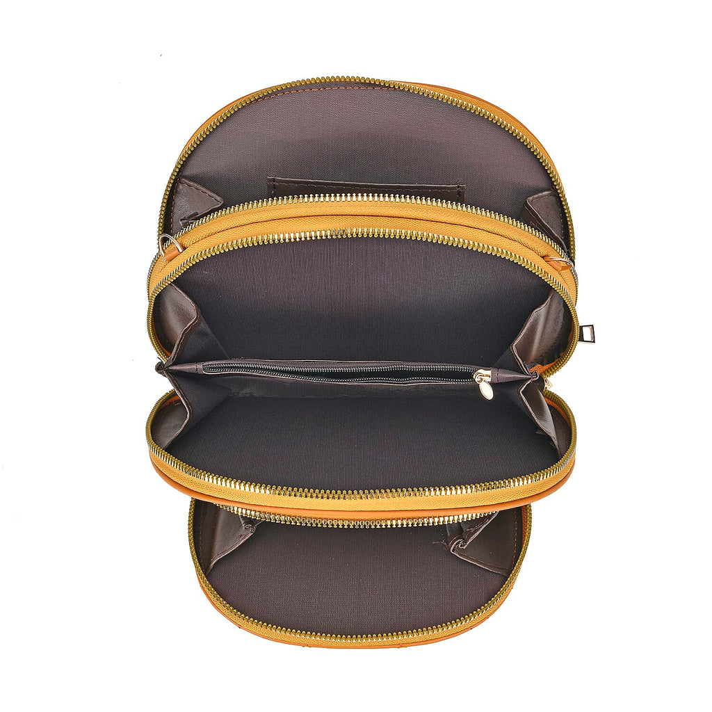 PU Patterned Crossbody Bag (Size 21x4x15 cm) - Brown & Black