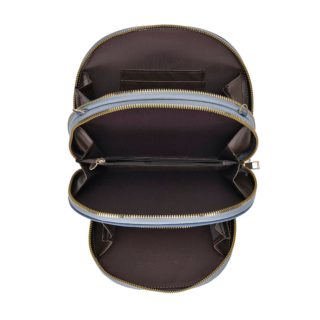 Leatherette Quilted Crossbody Bag with Log Strap - Navy