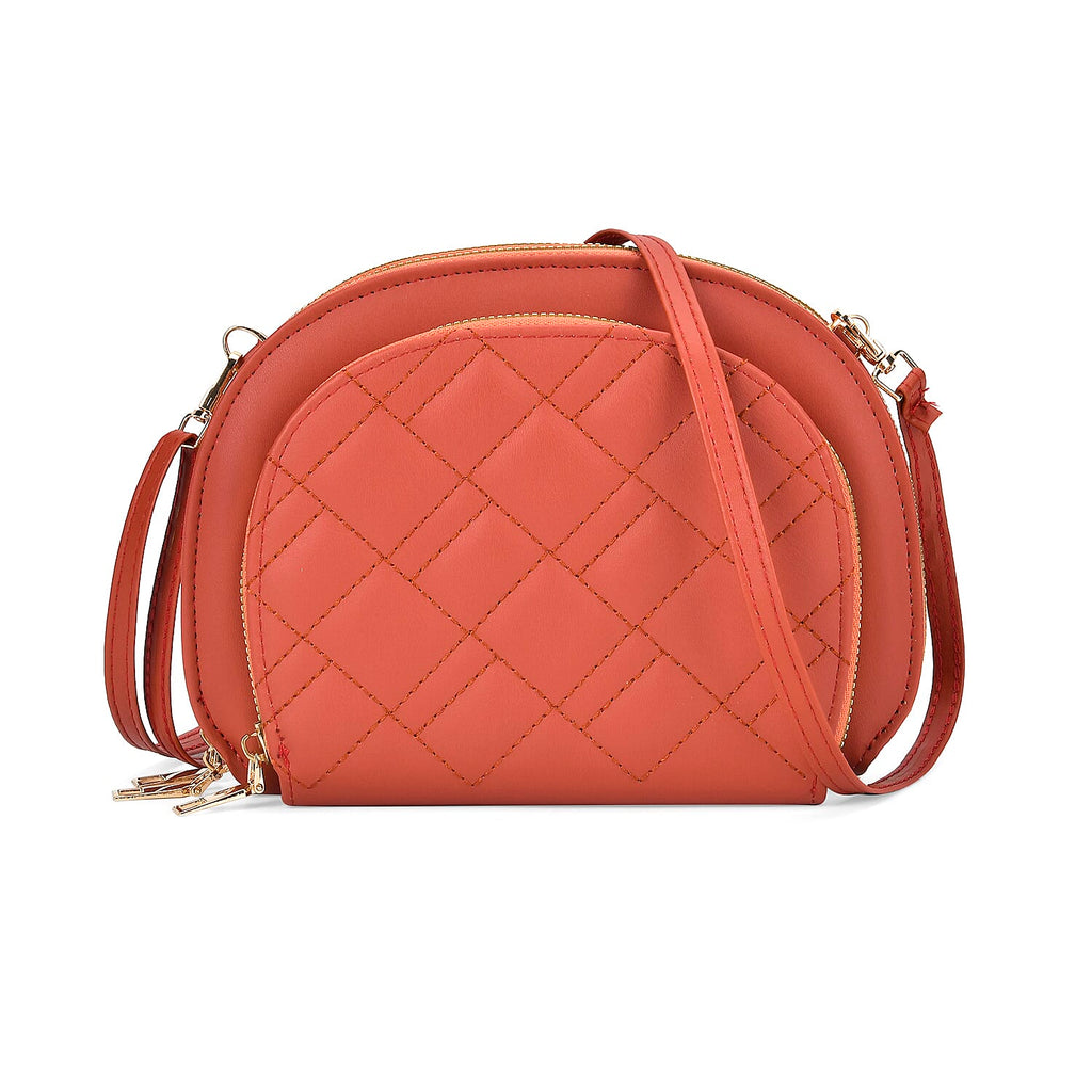 PU Patterned Crossbody Bag (Size 21x4x15 cm) - Red & Black