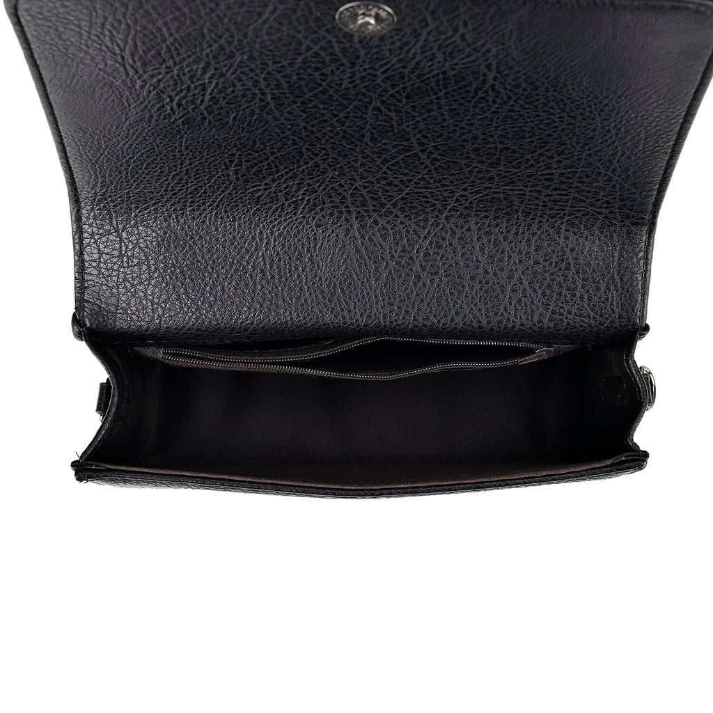 set of 2 - Classic PU Patterned Crossbody Bag (Size 21x7x15 cm) - Black & Black