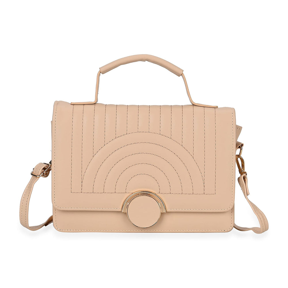 Designer Inspired 2-in-1 PU Crossbody Bag (Size 21x8x14 cm) - Beige