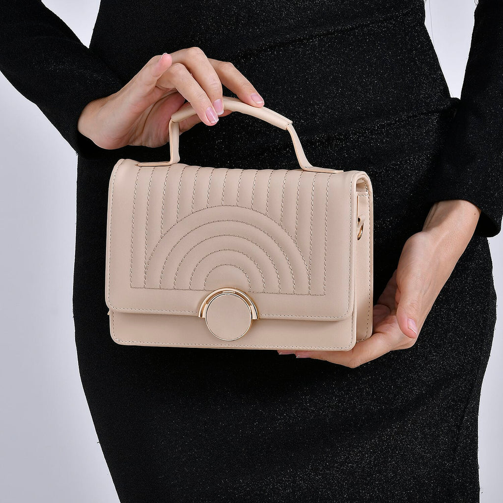 Designer Inspired 2-in-1 PU Crossbody Bag (Size 21x8x14 cm) - Beige