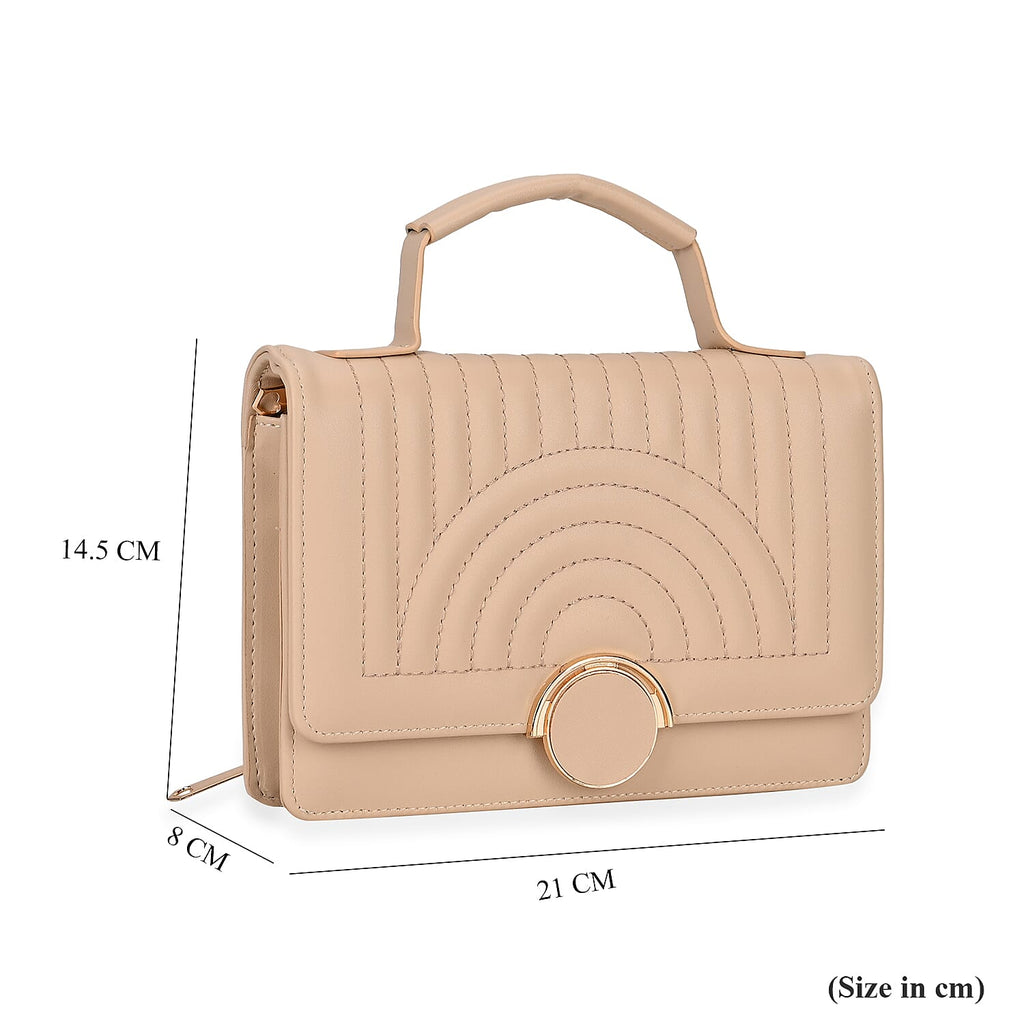 Designer Inspired 2-in-1 PU Crossbody Bag (Size 21x8x14 cm) - Beige