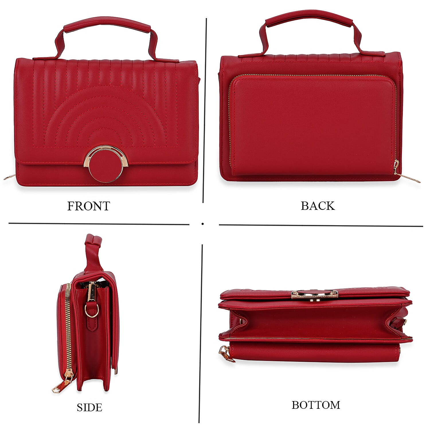 Designer Inspired 2-in-1 PU Crossbody Bag (Size 21x8x14 cm) - Burgundy