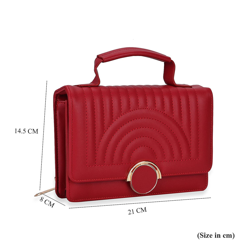 Designer Inspired 2-in-1 PU Crossbody Bag (Size 21x8x14 cm) - Burgundy